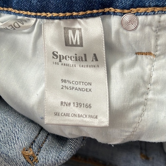 New Special A Double Roll-Up Button Fly Distressed Denim Shorts - Picture 5 of 5